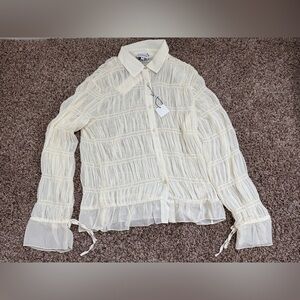 Elegant Cream Button-Up Women's Top